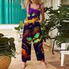 Women's Casual Halloween Printed Jumpsuit Sleeveless Printed Cotton Jumpsuit