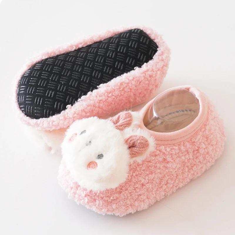 Cartoon Rabbit Baby Floor Socks Kids Plush Slippers Toddler Warm Shoes Children Soft Non-slip Prewalkers Indoor Home Slippers