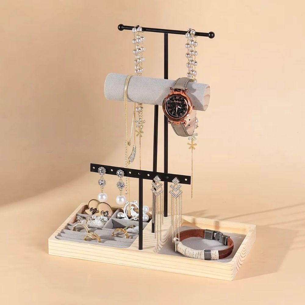 Space Saving Jewelry Rack Stand Simple Wood Jewelry Display Stand  Home Decor