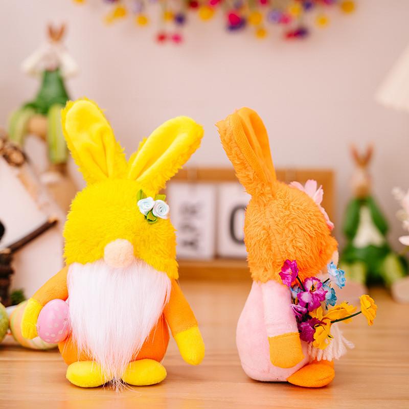 Colorful Plush Easter Bunny Rudolph Figurine For Festive Spring Decorations