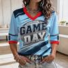 Camiseta de Fan de Fútbol para Mujer de Manga Tres Cuartos para Animación Diurna y Apoyo en el Estadio