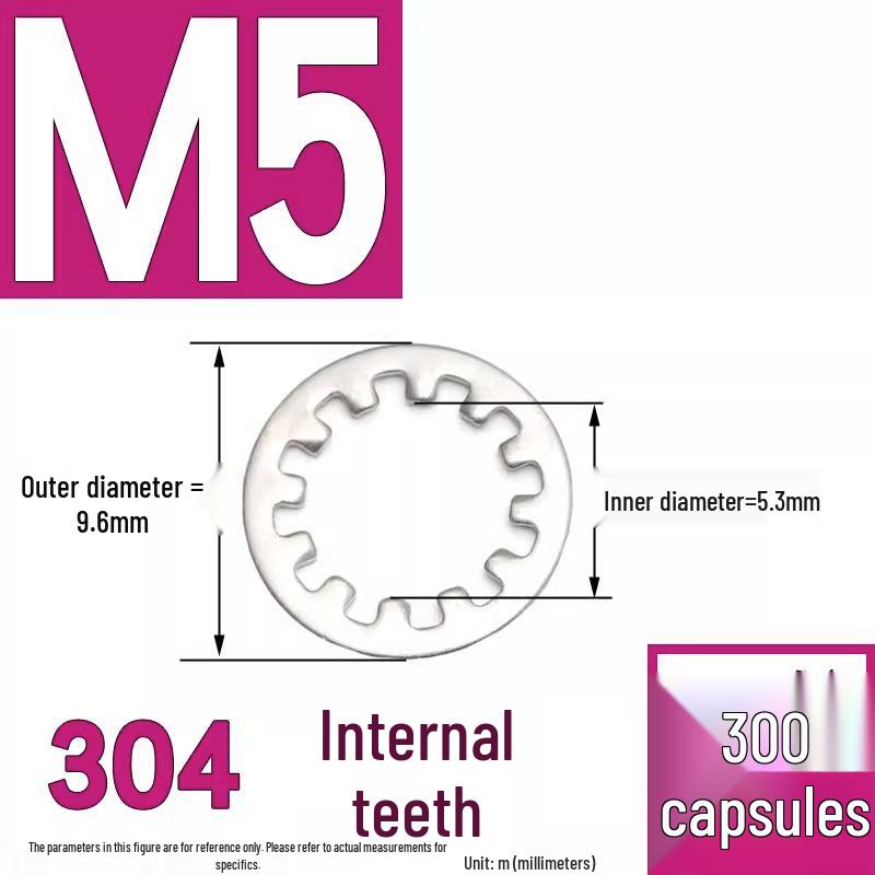 304 Stainless Steel External & Internal Tooth Lock Washer, Anti-Slip, Anti-Loosening, Size M6-M30