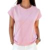 Women's Elegant Round Neck Short Sleeve T Shirt Top Casual Loose Fit Lightweight Soft Fabric Summer Wear
