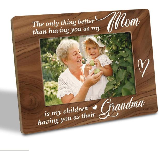 Grandma Photo Frame Gift, My Children Having You as Their Grandma Photo Frame, Holds 4 x 6 Inch Photo, Farmhouse Wooden Picture Frame Gift, Mother s
