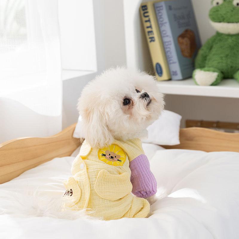Spring and summer dog loungewear candy contrasting color breathable four-legged clothing teddy small and medium-sized dog anti-cold pet clothes