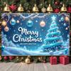 Holiday Banner Blue Theme Merry Christmas Banner Festive Banner Festive For Family Gathering Mall Decoration Christmas Party