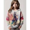 Vêtements Cool pour Filles Équestres Animaux Impression 3D Automne Sweats à Capuche Manches Longues Amples Légers Sweat Confortable Vêtements pour Enfants