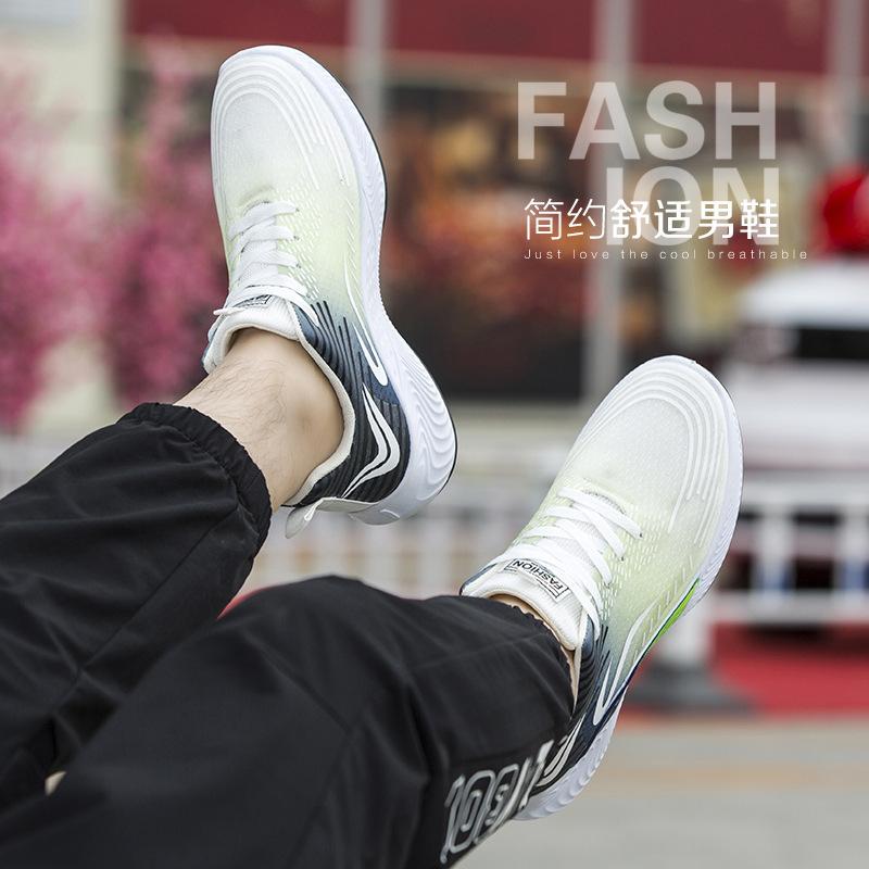 Men's Shoes for Summer Breathable New Mesh Sneakers Fashionable Color-blocking Comfortable Thin Green Casual Running Shoes