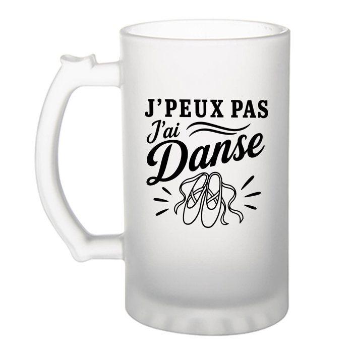 Chope de bière - PLANETEE - J'peux pas minimaliste - Verre trempé givré - 470 ml - Impression sublimation durable