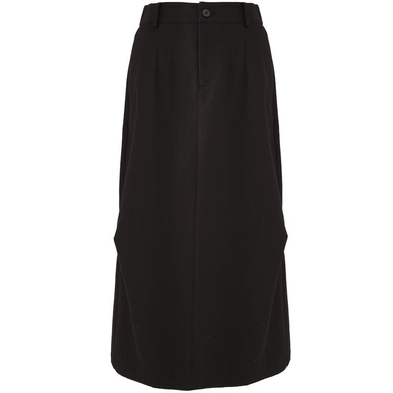 Design sense, pleated workwear style, half skirt, women's A-line skirt, handsome long skirt