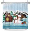 Merry Christmas Snowman Shower Curtains Waterproof Bath Curtain Santa Claus Snowflake for Bathroom Home Decor with Hooks