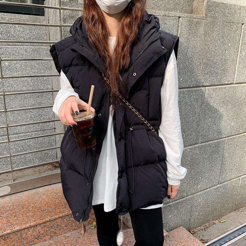 Loose Shoulders Outside Wear Versatile  Autumn and Winter  Down Cotton Vest Womenundershirt Jacket Plus Size