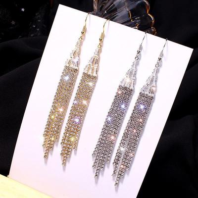 Elegant Long Diamond Tassel Earrings: Super Fairy Style for Women