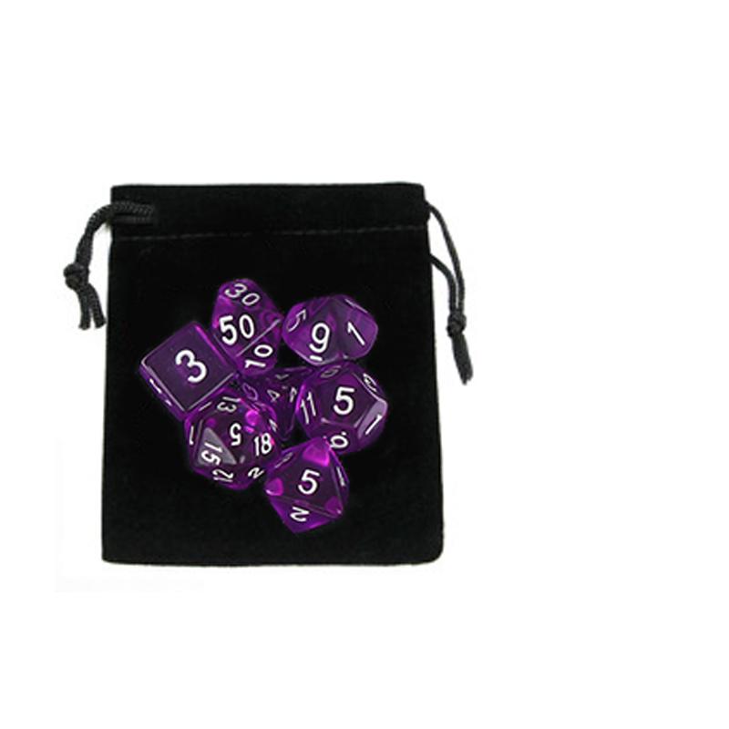 7pc/lot DND Dice Set with Velvet Dice Bag D4,D6,D8,D10,D10%,D12,D20 Colorful Accessories for Board Game,DnD, RPG GYH