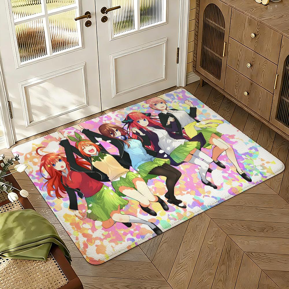 Anime Miku Nakano Floor Mat Soft Thickened Absorbent Non-Slip Bedroom Living Room Door Mat Home Decor Flannel Rugs