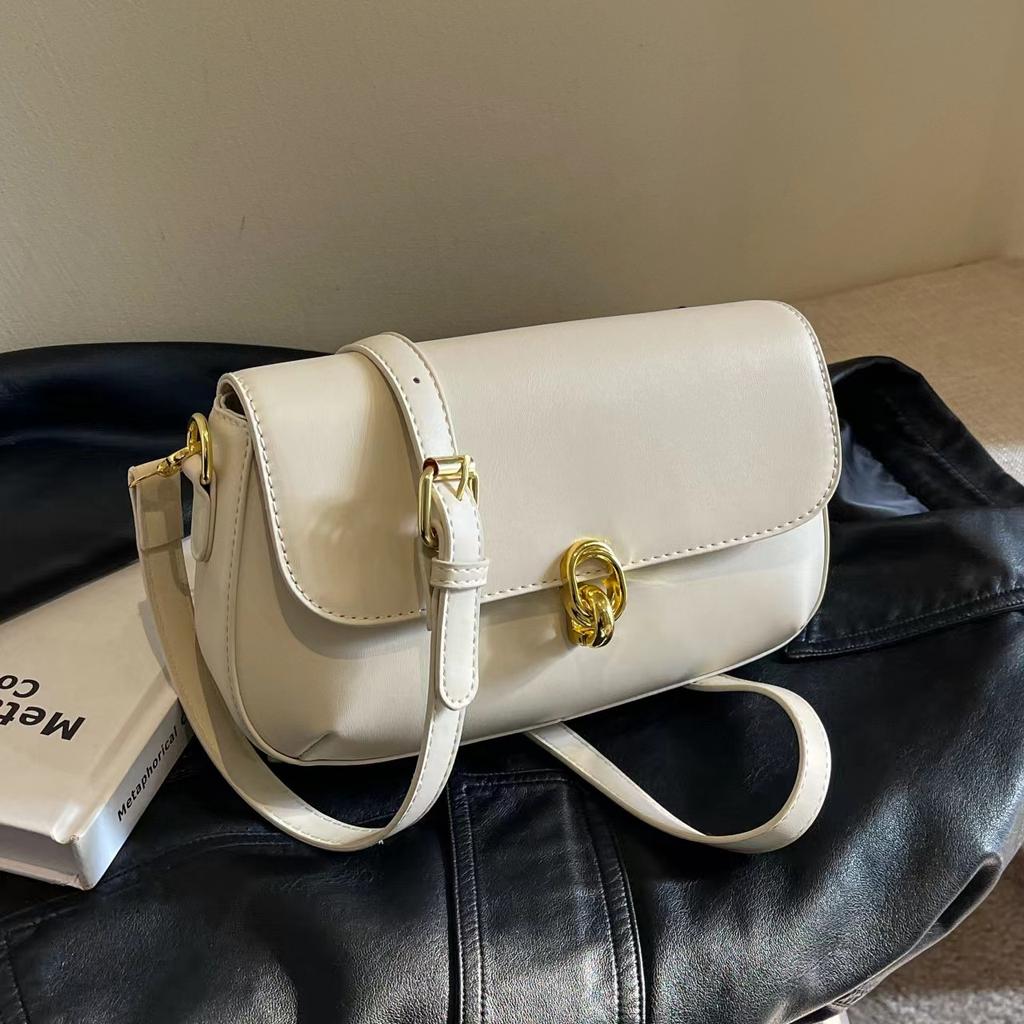 Underarm Small Square Bag Women'S Premium Texture Pu Lock Simple Retro Shoulder Messenger Bag