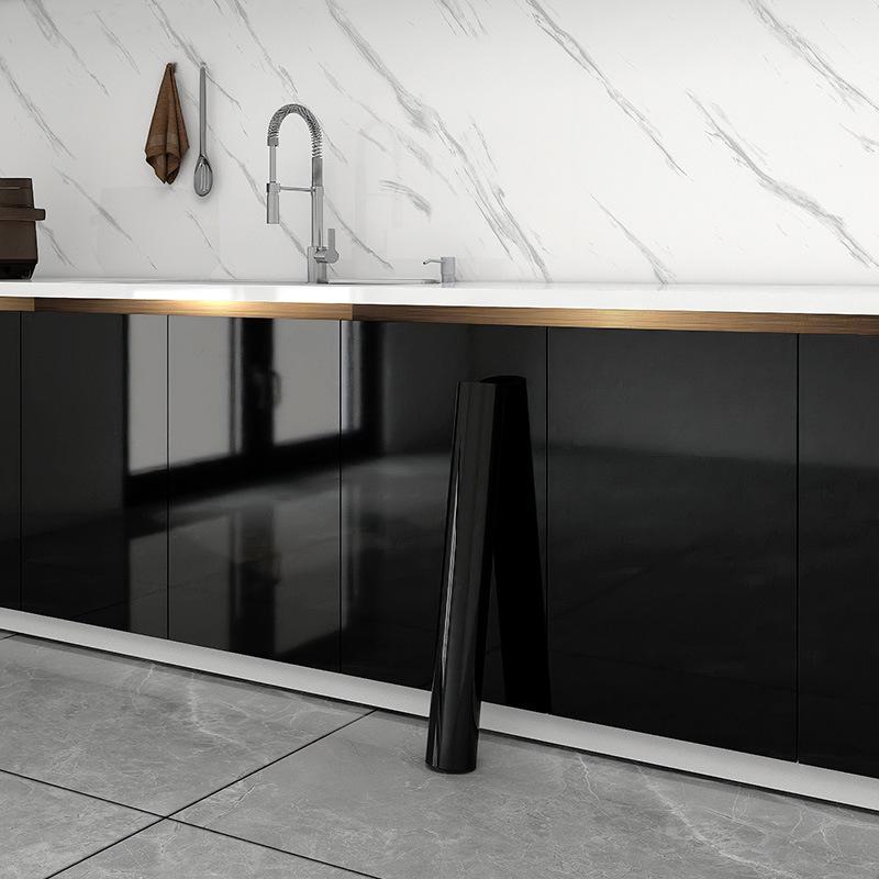 High Gloss White Self-Adhesive Cabinet Stickers - Heat Resistant, Oil-Proof for Kitchen & Dining Surface Renovation.