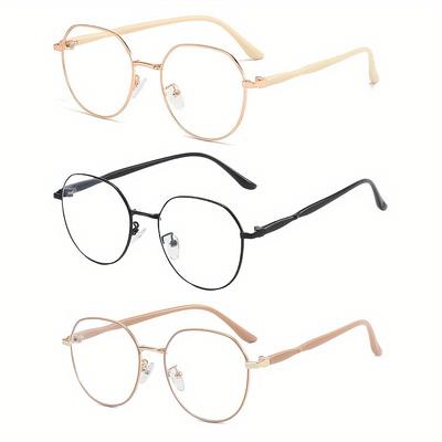 3 Sets of Retro Metal Circular Reading Glasses for Men and Women Lightweight Fashionable and Anti-aging Reading Glasses