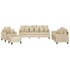 4 Piece Sofa Set with Cushions Cream Fabric