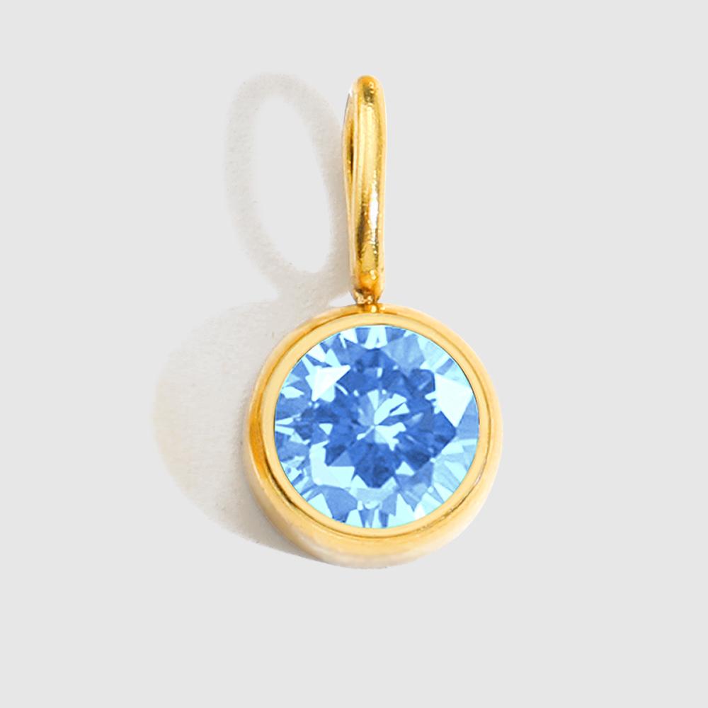 eManco European And American Luxury December Colorful Birthstone Pendant DIY Stainless Steel Round Accessories Ladies Jewelry Silver