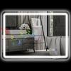 Bathroom mirror Bluetooth with LED lighting 50 x 70 cm, illuminated wall mirror with clock, anti-fog, silver