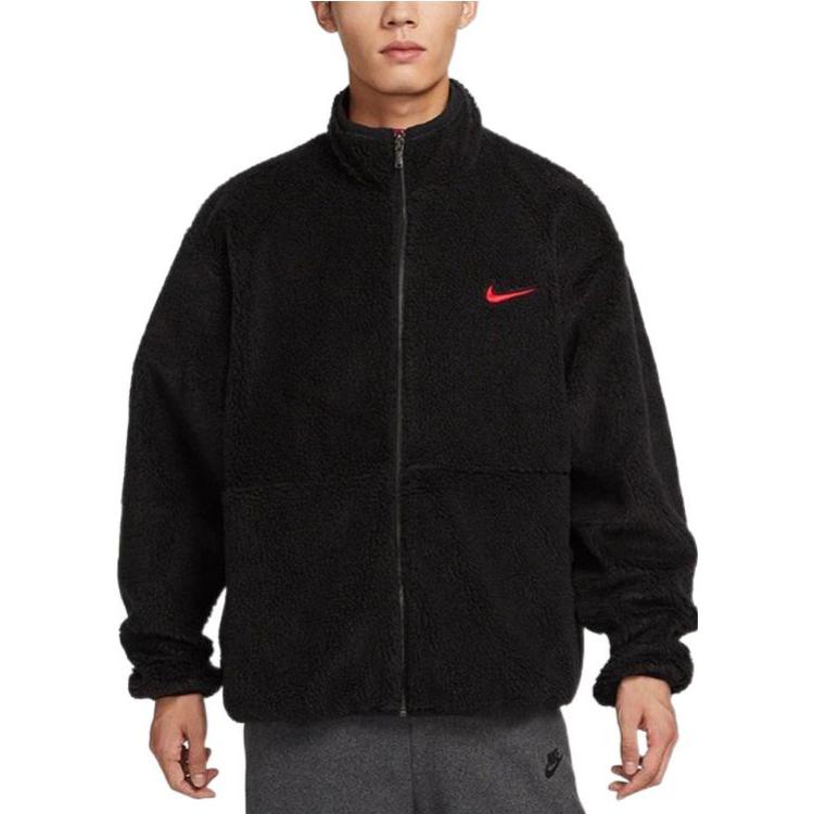 Nike שנה סינית של הארנבת הדפס גיאומטרי מופשט מעיל פליז שרפה צווארון סטנד הפוך חם גברים מעיל רב צבעוני שחור FD4057-010