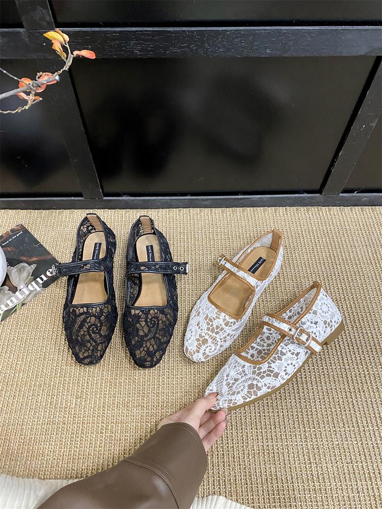 Fashion 2025 Spring Women's Outdoor Mary Jane Shoes Chinese Style Square Toe Embroidery Jacquard Designer Walking Shallow Ladies Flats