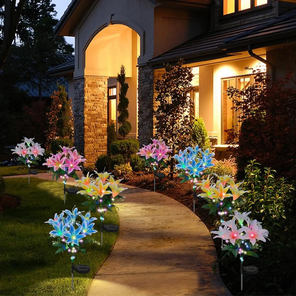 7 Head Solar Lily Lights Outdoor Waterproof Landscape Lamp for Courtyard Lawn Garden Christmas Decoration Solar Flower Landscape
