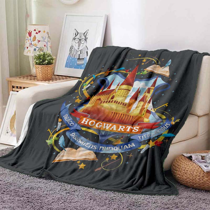 Hogwarts Full Moon Line Art Blanket Harry Potter Cartoon Flannel Blanket Throw Blanket Soft Children Banket Fan Blanket