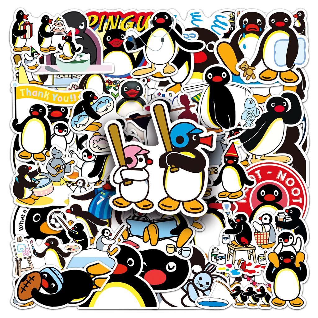 50 Pictures of Pingu Personality Cartoon Animation Cute Penguin Family Creative Ins Style Decorative Mobile Phone Case Stickers