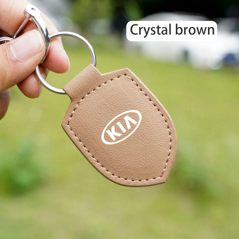 RVGH1 Car Logo Keychain Modeling Leather Key Ring Decorative For Kia GT-Line KN Sportage Ceed Rio Picanto Sorento Soul Cerato Venga