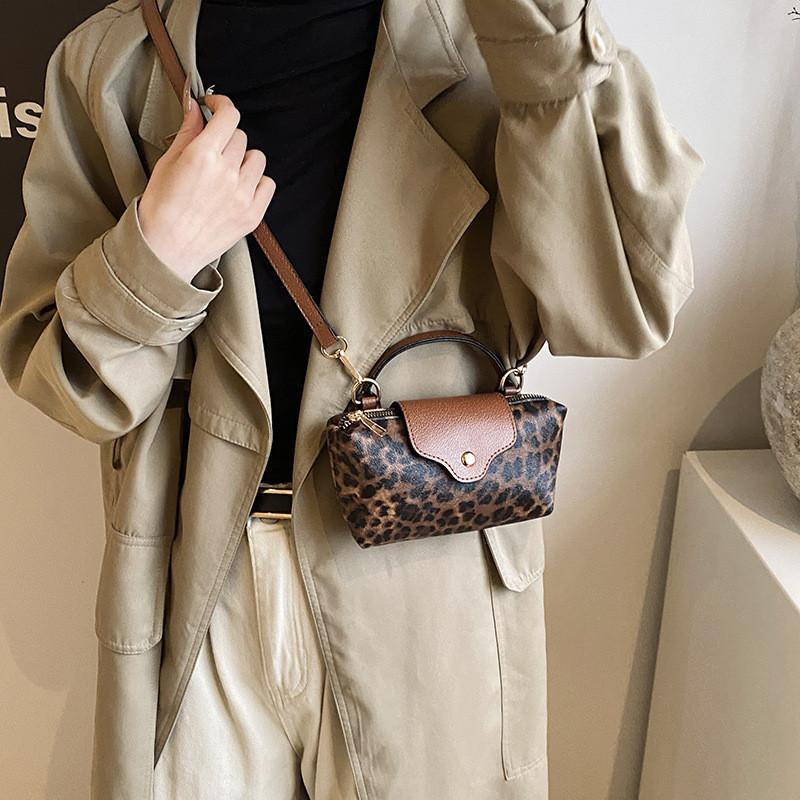Chic Style Korean Leopard Print Color Block Small Handbag For Women Ideal For Fashion Winter