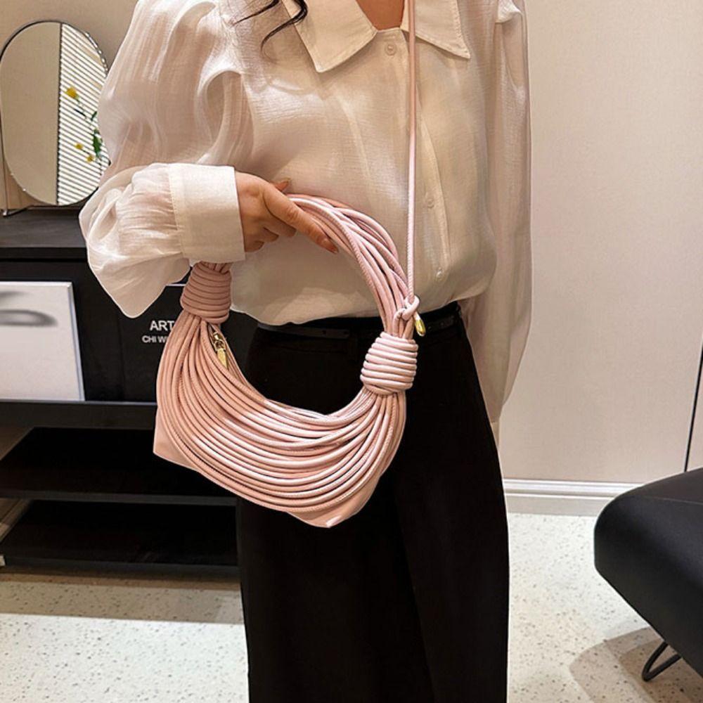 Rope Knotted INS Shoulder Bag Half-Moon Bag Fashion Underarm Bag Handwoven Noodle Bag  Women