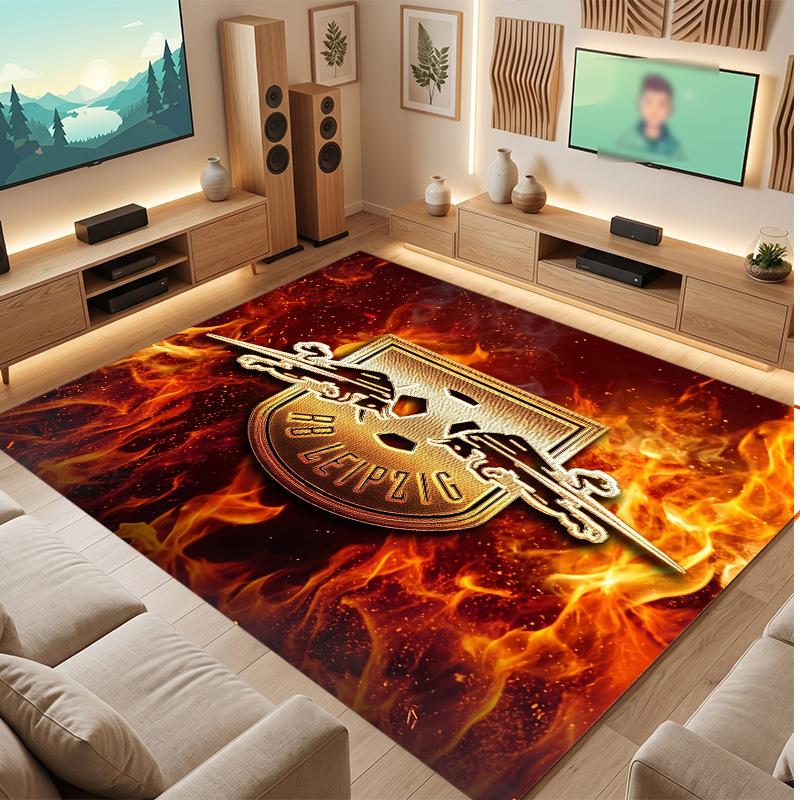 RB Leipzig Football Print Crystal Velvet Rug, Comfortable Water Absorbent Non Slip Indoor Floor Carpet