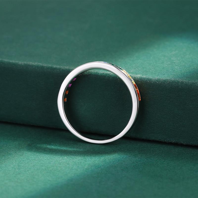 Stylová kolekce Rainbow Square plná zirkonových párových prstenů pro ženy Originální originální šperky Sterling S925 Silver Valentine