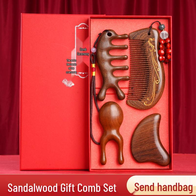 

Сандалове дерево Висококласний дерев яний випрямляючий гребінь Подарункова коробка для жінок та мами