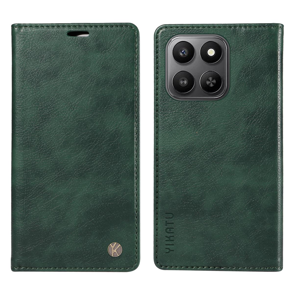 

For Honor 400 Smart 5G/4G/X7d 4G Wallet Case YIKATU YK-006 Magnetic Closure Leather Phone Cover Litchi Texture