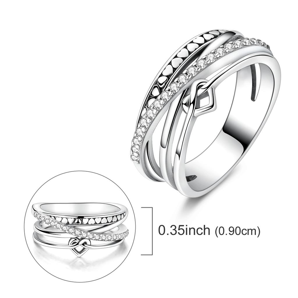 CopperRing For Women Interlaced Heart Original Finger Ring Girls Party Accessories Jewelry