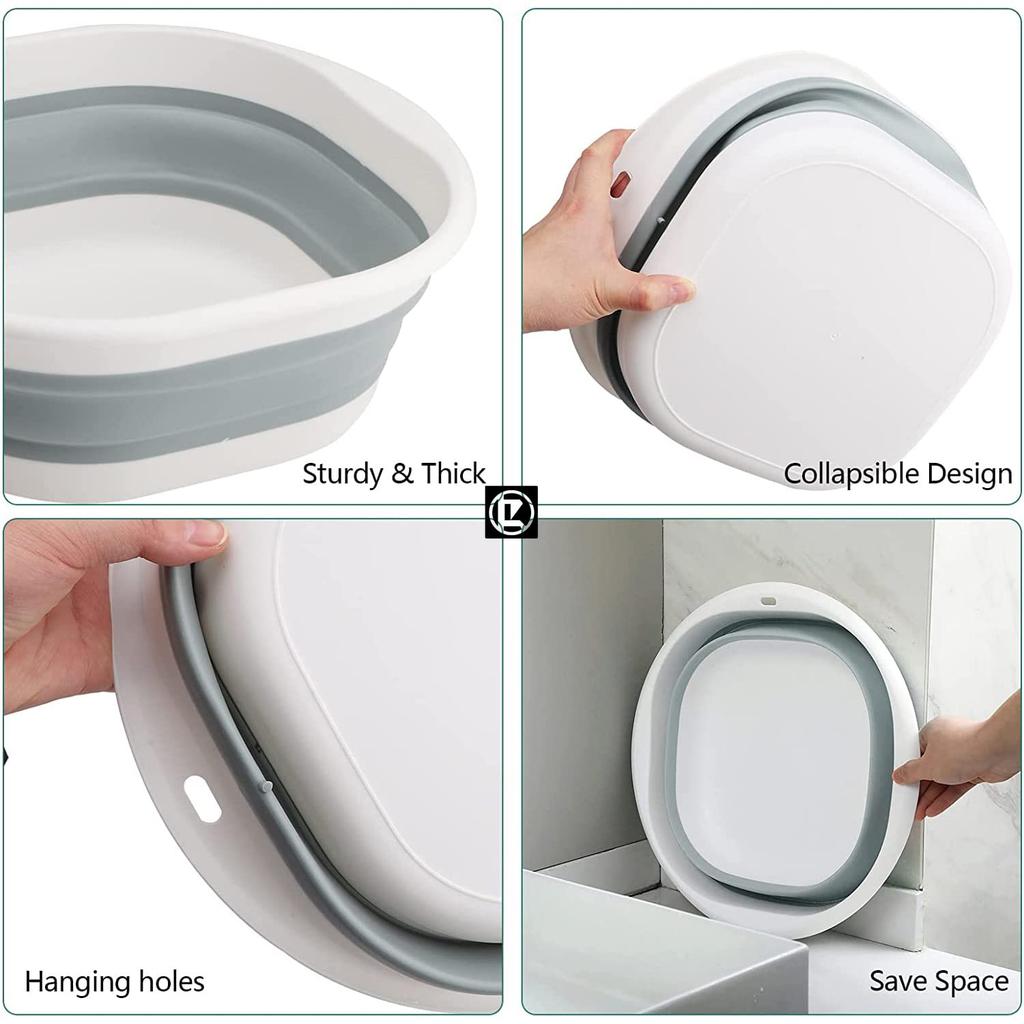 Foldable Square Hand Wash Basin Portable Basin Multifunctional Outdoor Travel Basin Space-Saving for Dishing Fruit Camping Laund