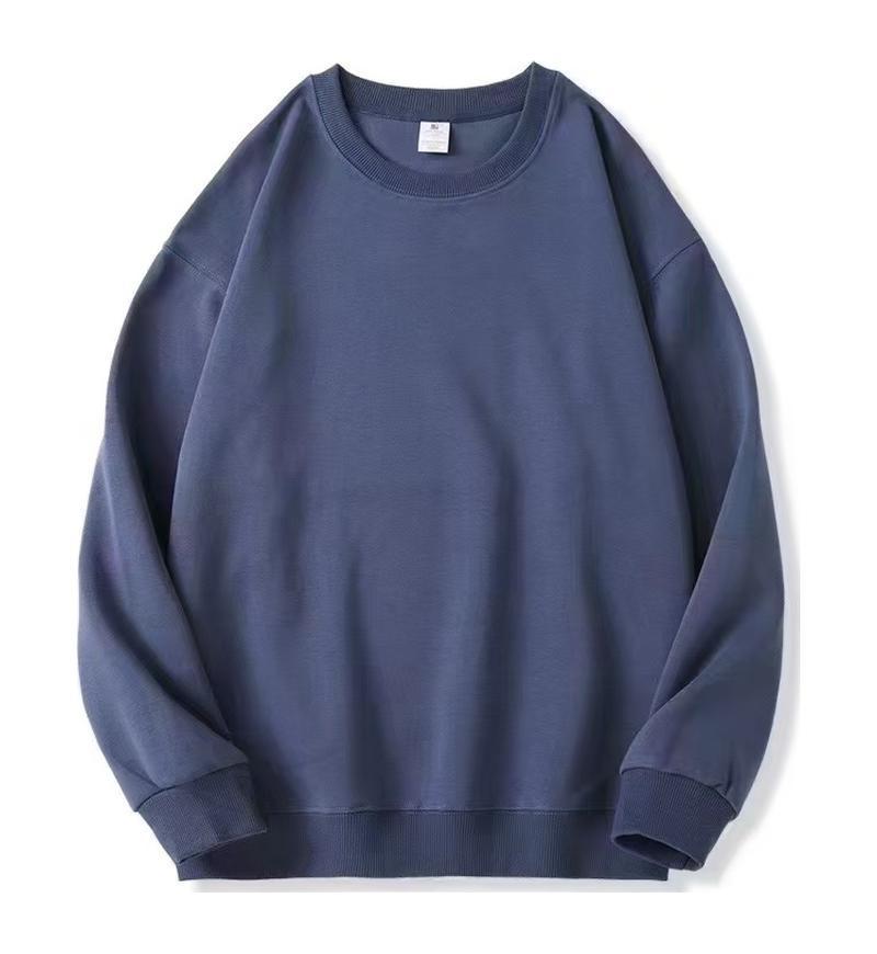 European-American Unisex Pure Cotton Round Neck Sweatshirt - Casual Solid Color, Fall/Winter Long Sleeve Fashion Style