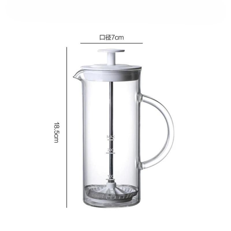 

Бытовой ручной вспениватель молока, стеклянная чашка для вспенивания молока с утолщенной ручкой, портативный вспениватель молока, инструмент для приготовления кофе латте своими руками