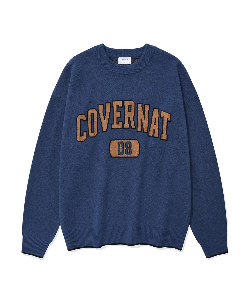 COVERNAT Arch Logo 08 Crew Neck Knit Royal Blue