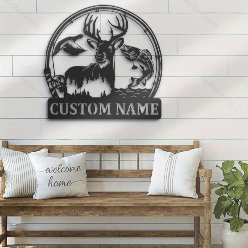 Customizable Metal Family Name Sign Black Iron Wall Art for Home Living Room Outdoor Patio Decor