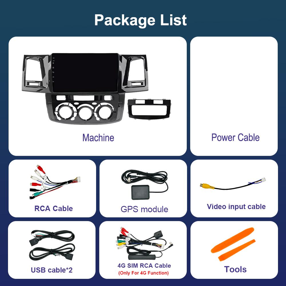 GPS Navigation Android 14 for Toyota Fortuner Hilux Revo Vivo 2007 - 2015 Car Video Multimedia Player Split Screen 4G Bluetooth