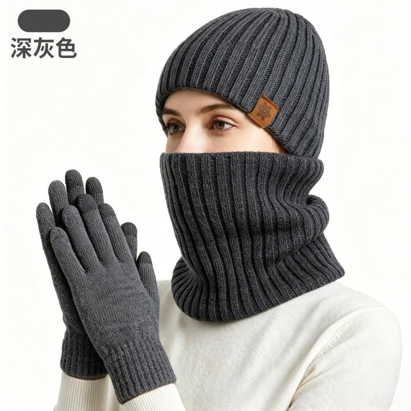 Womens Alpaca Wool Knit Hat Scarf Gloves Set Winter Warm Thick Lined Neutral Unisex Adult Accessories