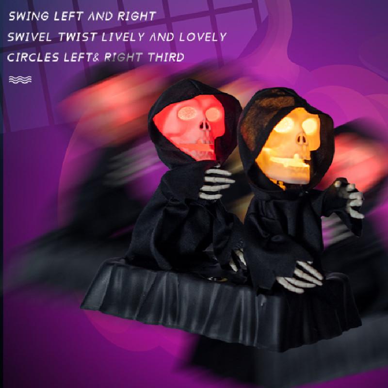 Colorful Light-up Pumpkin And Skeleton Duo Animated Sound Effects Halloween Decor