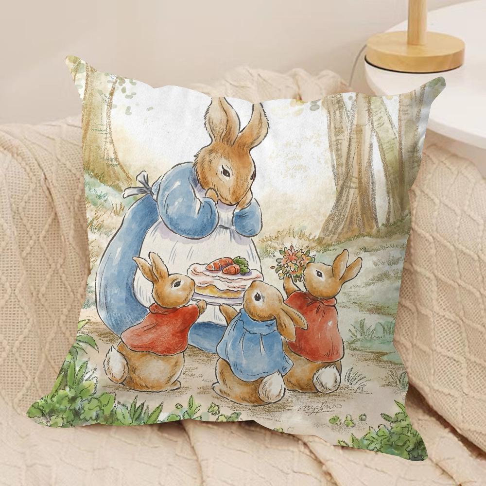 PPeter rrabbit Anime Cushion Cover Silky Short Plush Invisible Zipper Dustproof Sofa Pillow Case for Home Decor