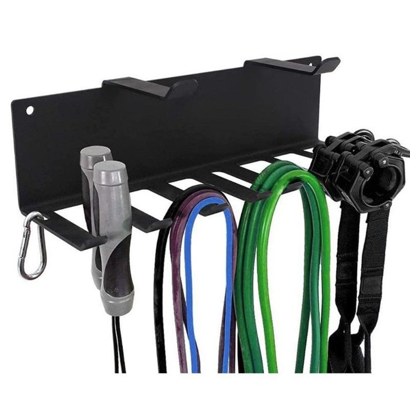 Effective Double Level Fitness Accessories Shelf With 8 Hook 2 Support for Exercise Gear Organization