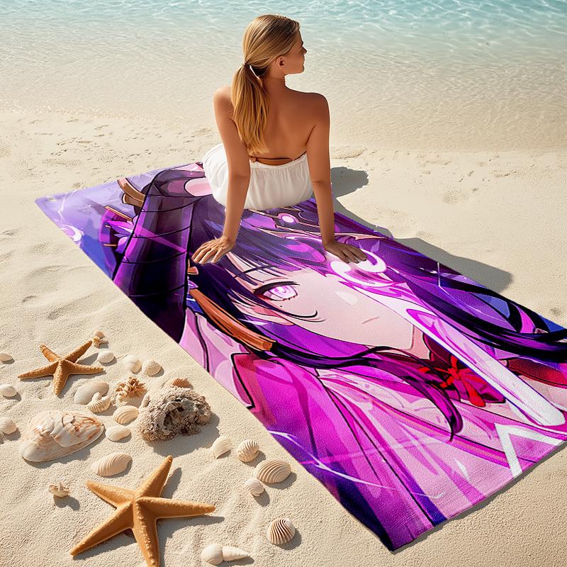 1pc Genshin Impact Beelzebul1 Beach Towel, Comfortable and Thick, and Swimming/Bath/Picnic/Camping Towel, Suitable for Seaside Beaches