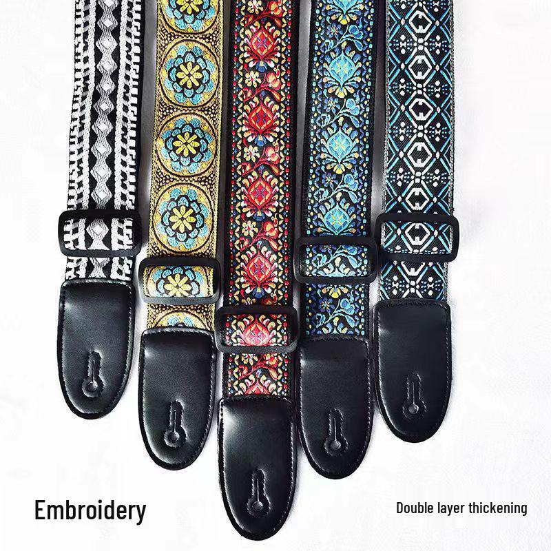 Premium Extended & Thickened Embroidered Guitar Strap - Musical Instrument Accessory